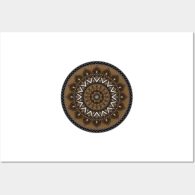 Mandala with African-inspired patterns Brown tint Wall Art by AudreyJanvier